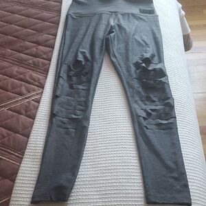 Gray Victoria's Secret PINK Leggings with Distressed Design